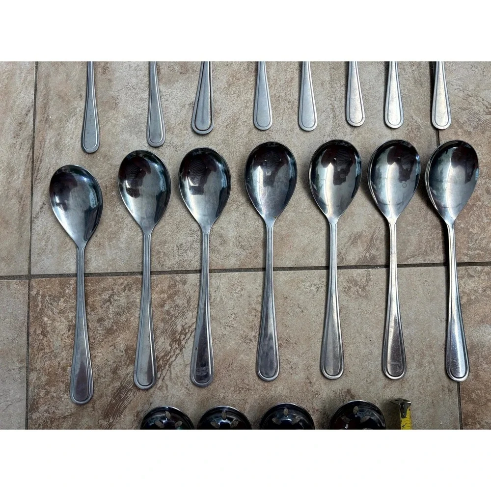 19pc Stainless Steel Serving Utensil Set Slotted Spoons Forks Ladle Cake Server